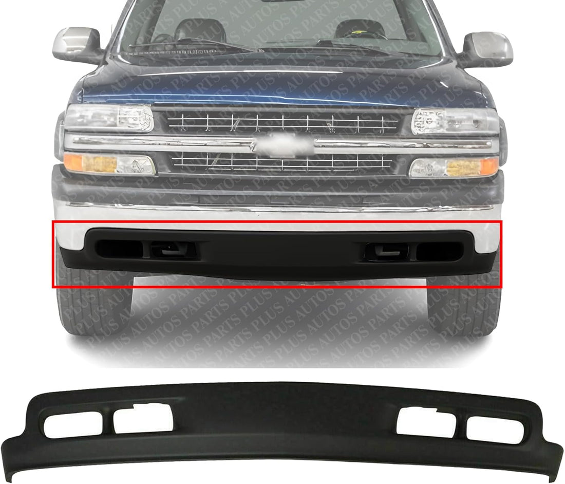 AUTOS PARTS PLUS Front Bumper Lower Valance Air Deflector Textured With Fog Light & Tow Hook Hole Direct Replacement Compatible With 1999-2002 Chevrolet Silverado 1500 2500HD 3500/2000-2006 Tahoe