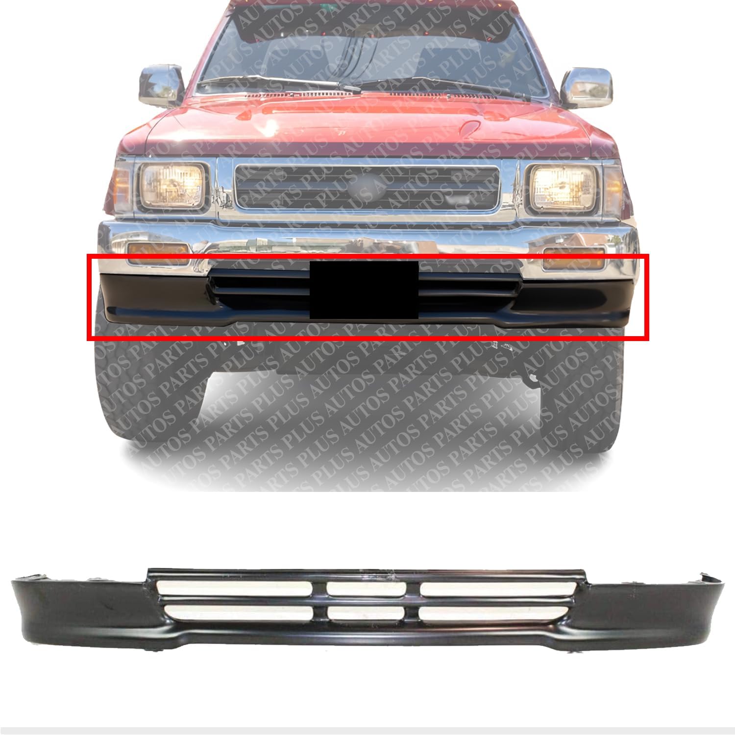 AUTOS PARTS PLUS Front Bumper Lower Valance Panel Painted Black Steel Direct Replacement Compatible With 1992-1995 Toyota Pickup TO1095105 5391135905