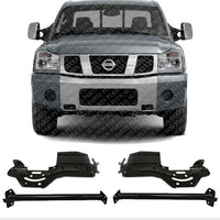 Set Of 4 Front Bumper Side + Cover Bracket Left Driver & Right Passenger Side Direct Replacement Compatible With 2004-2007 Nissan Titan NI1032104 NI1032104 NI1066130 NI1067130