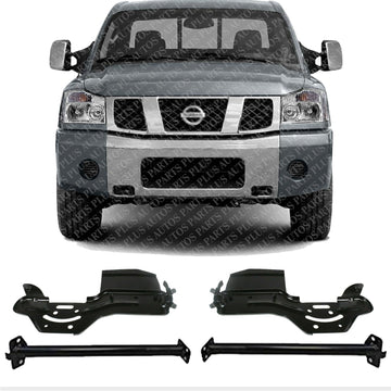 Set Of 4 Front Bumper Side + Cover Bracket Left Driver & Right Passenger Side Direct Replacement Compatible With 2004-2007 Nissan Titan NI1032104 NI1032104 NI1066130 NI1067130