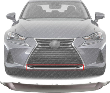 Front Grille Lower Molding Painted Silver Plastic Direct Replacement Compatible With 2017 Lexus IS200t / IS300 / IS350 LX1216104 5312253030