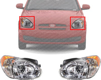 Set Of 2 Front Head Light Halogen Assembly Left Driver & Right Passenger Side Direct Replacement Compatible With 2007-2011 Hyundai Accent HY2502144 HY2503144 921011E011 921021E011