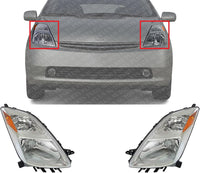 Set Of 2 Front Head Light Assembly Lens And Housing Plastic Left Driver & Right Passenger Side Direct Replacement Compatible With 2004-2006 Toyota Prius TO2502159 TO2503159
