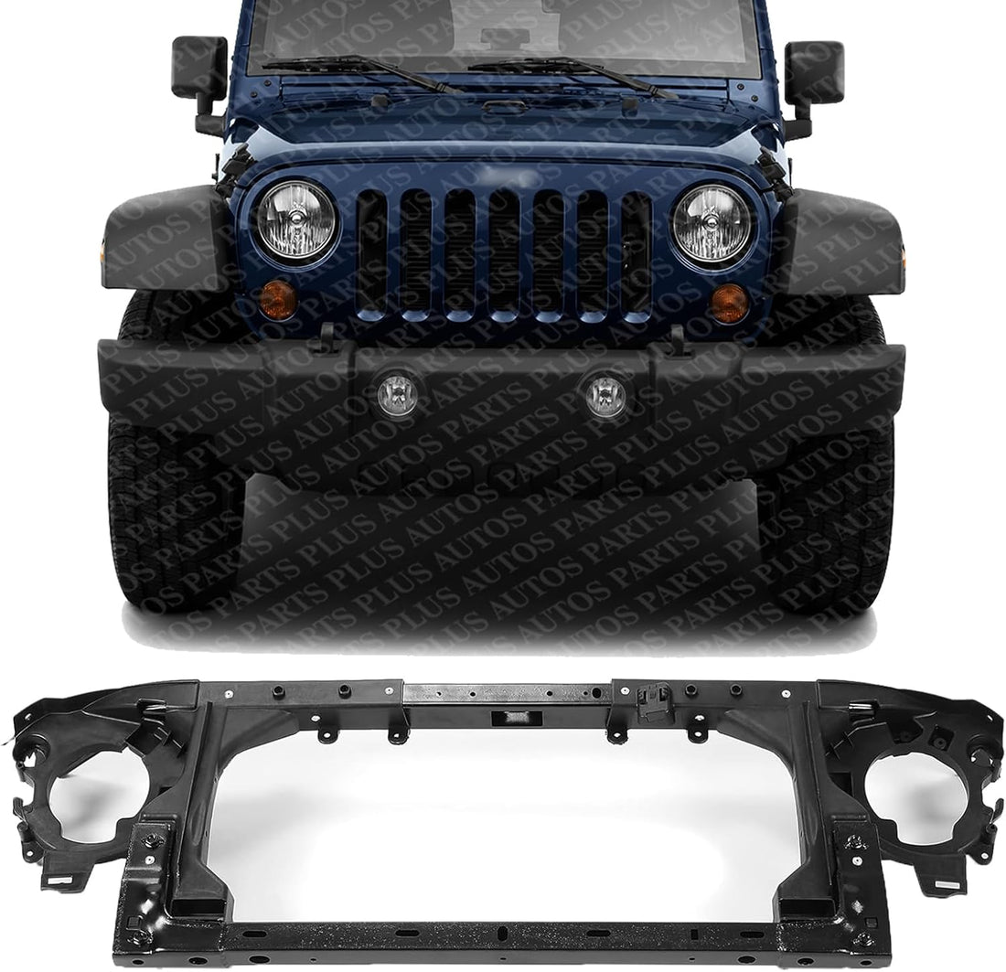 Front Radiator Support Assembly Plastic With Steel Direct Replacement Compatible With 2007-2018 Jeep Wrangler CH1225213 55077976AC 55077976AF