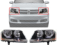 Set Of 2 Front Headlight Assembly Right Passenger & Left Driver Side Direct Replacement Compatible With 2008-2014 Dodge Avenger 5303745AD-PFM 5303744AD-PFM