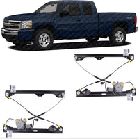 Rear Power Window Regulators With Motor Left And Right Side Direct Replacement Compatible With Chevrolet Silverado & GMC Sierra 1500 2007-2013 / 2500HD 3500HD 2007-2014 GM1551129