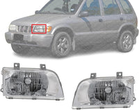 Set Of 2 Front Head Light Assembly Halogen Right Passenger & Left Driver Side Direct Replacement Compatible With 1998-2002 Kia Sportage KI2502104 KI2503104 0K08A51040B 0K08A51030B