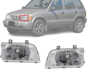 Set Of 2 Front Head Light Assembly Halogen Right Passenger & Left Driver Side Direct Replacement Compatible With 1998-2002 Kia Sportage KI2502104 KI2503104 0K08A51040B 0K08A51030B