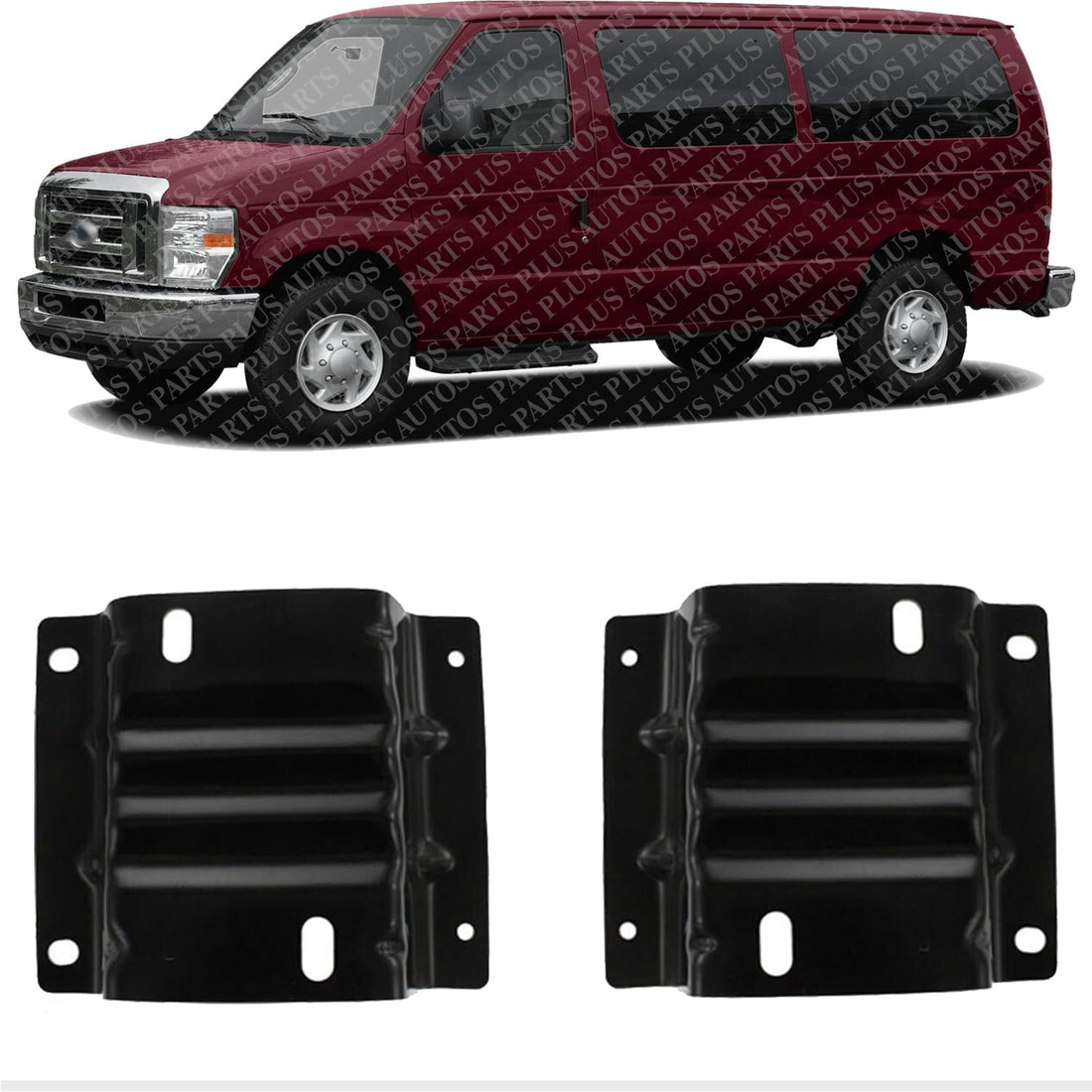 Set Of 2 Front Bumper Mounting Bracket Steel Plate Left Driver & Right Passenger Side Direct Replacement Compatible With 2008-2021 Ford Econoline E-150 E-250 E-350 E-450 FO1067176