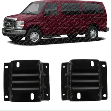 Set Of 2 Front Bumper Mounting Bracket Steel Plate Left Driver & Right Passenger Side Direct Replacement Compatible With 2008-2021 Ford Econoline E-150 E-250 E-350 E-450 FO1067176