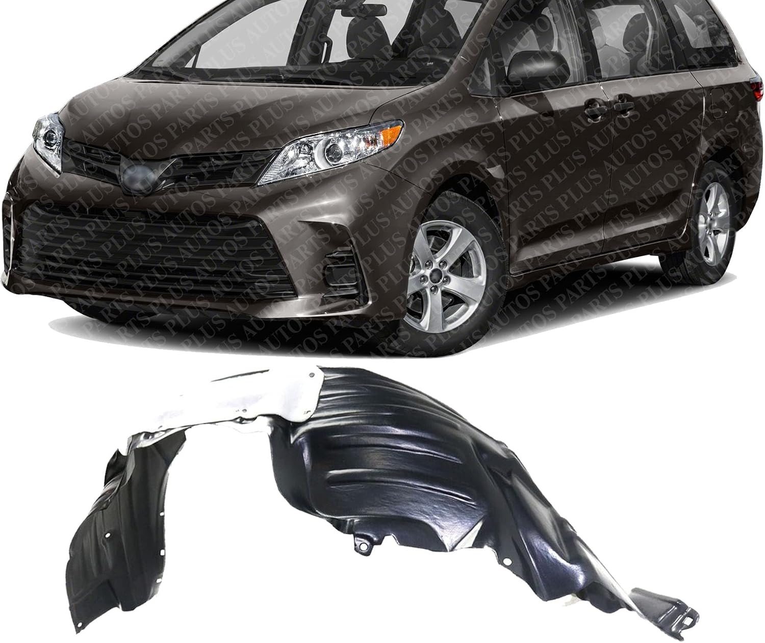 Front Fender Liner With Insulation Foam & Extension Sheet Left Driver Side Direct Replacement Compatible With 2011-2020 Toyota Sienna TO1248167 TO1248230 5380608020 5380608040
