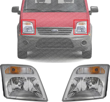 Set Of 2 Front Headlight Assembly Halogen Right Passenger & Left Driver Side Direct Replacement Compatible With 2010-2013 Ford Transit Connect FO2502296 FO2503296 9T1Z13008D