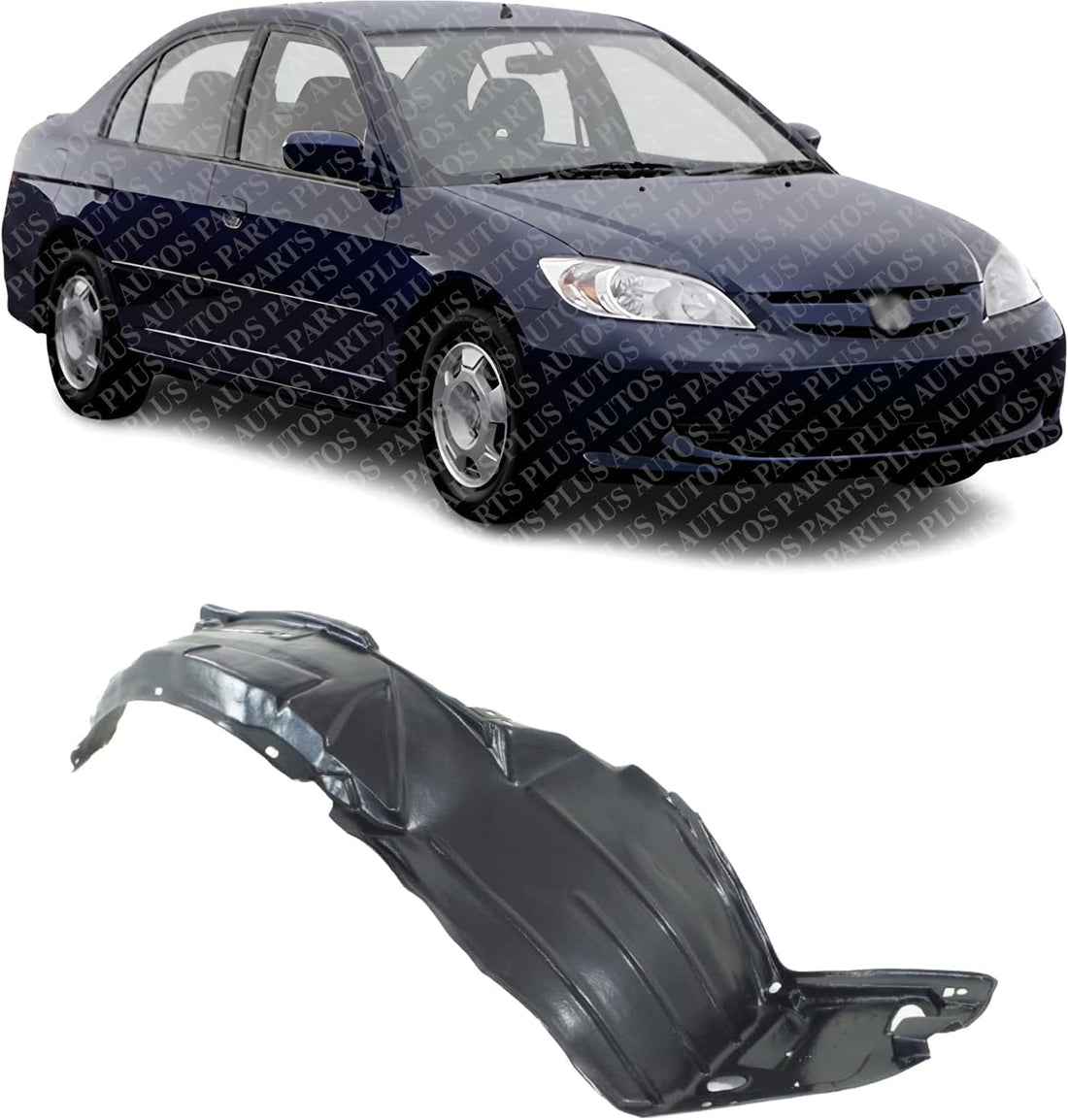 Front Fender Liner Right Passenger Side Direct Replacement Compatible With 2004-2005 Honda Civic HO1249122 74101S5BJ01