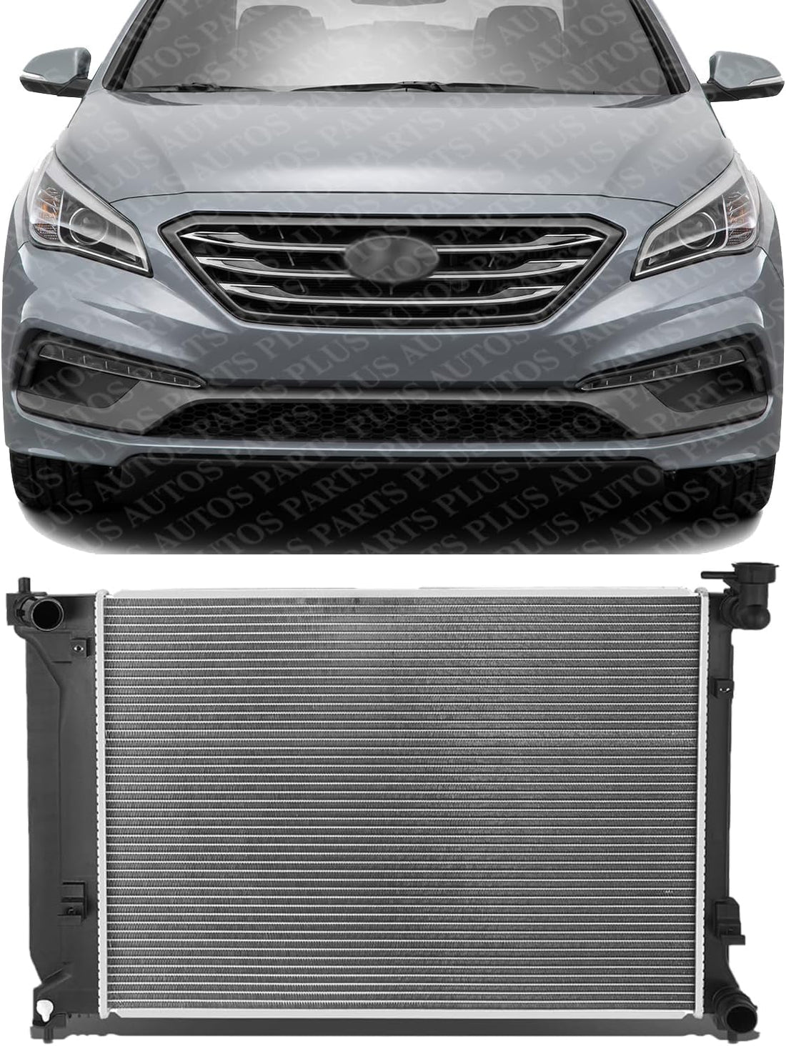 Front Radiator Aluminum Core Direct Replacement Compatible With 2015-2019 Hyundai Sonata HY3010194 25310C2000
