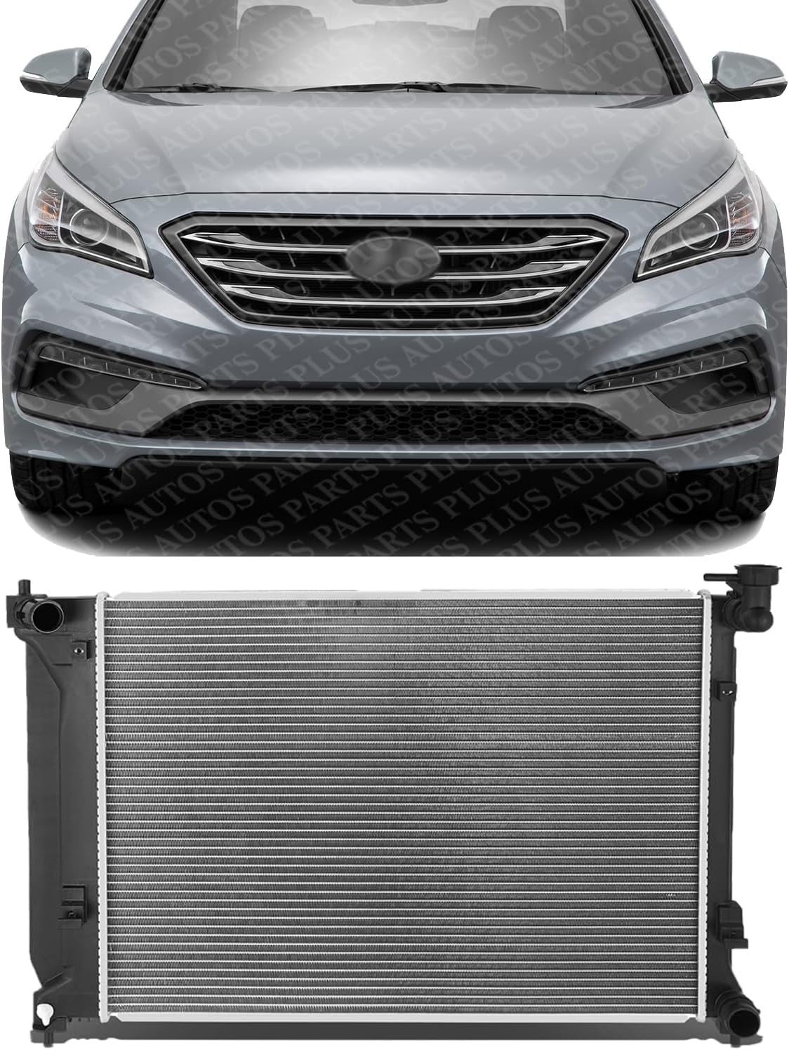 Front Radiator Aluminum Core Direct Replacement Compatible With 2015-2019 Hyundai Sonata HY3010194 25310C2000