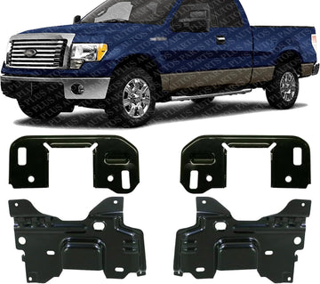 Front Bumper Set Of 4 Bracket Left Driver & Right Passenger Side Direct Replacement Compatible With 2009-2014 Ford F-150 FO1066180 FO1067180 FO1066177 FO1067177 9L3Z5D058AA