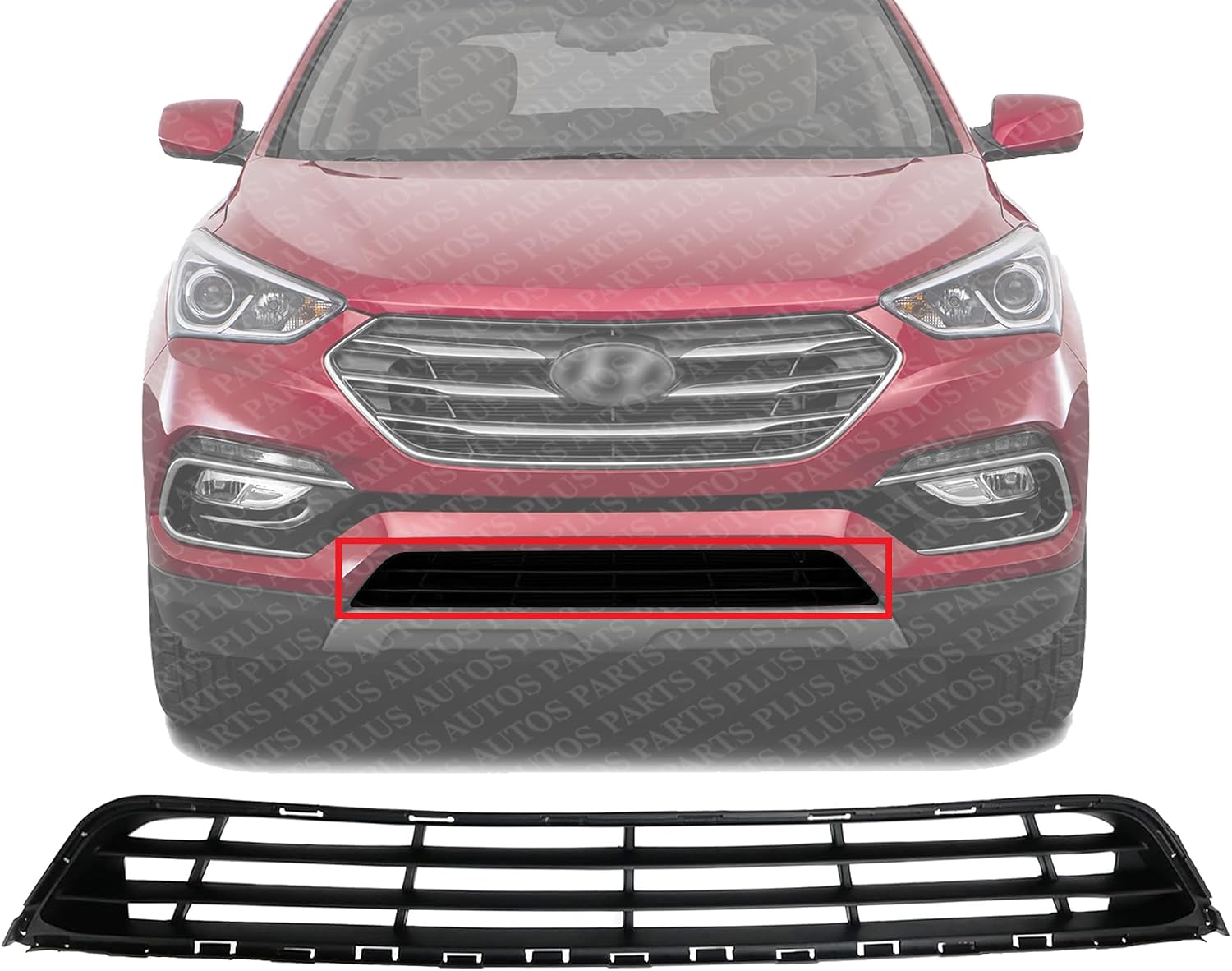 Front Bumper Lower Grille Air Intake Textured Dark Gray Direct Replacement Compatible With 2017-2018 Hyundai Santa Fe Sport HY1036138 865604Z500
