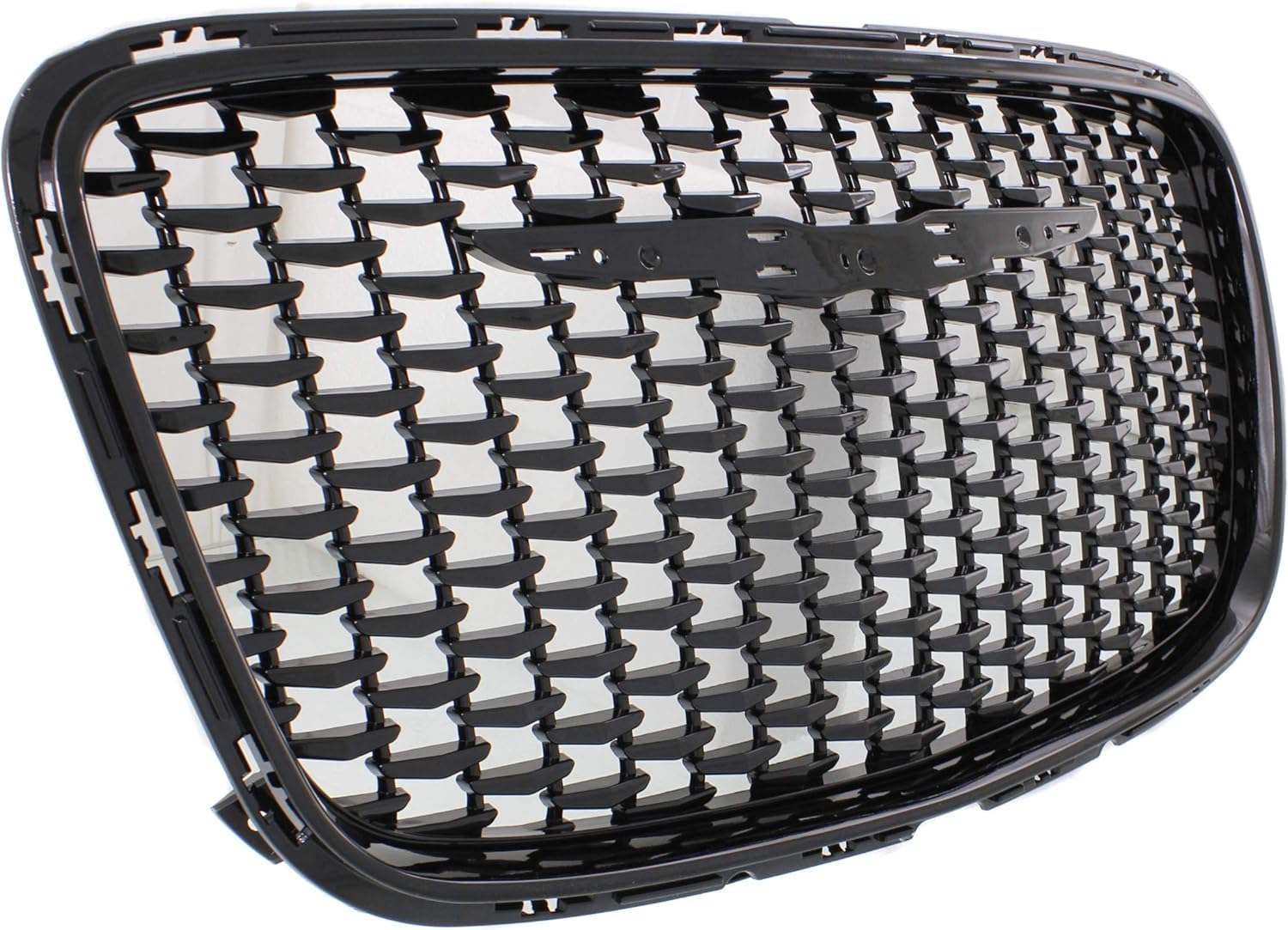 Front Grille Assembly Shiny Black Shell And Insert Direct Replacement Compatible With 2015-2022 Chrysler 300 CH1200393 5SW18DX8AE