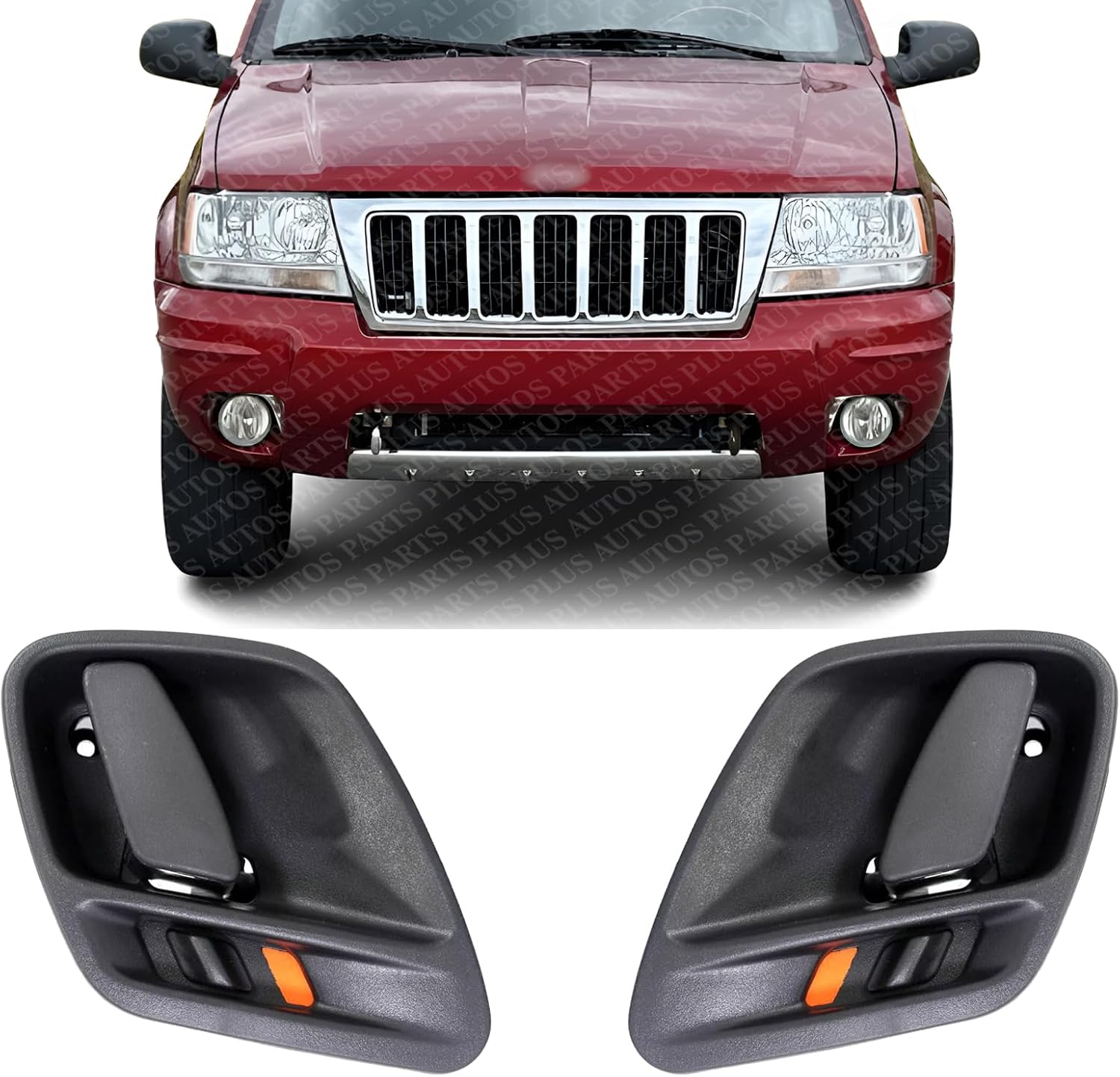 Set of 2 Front Or Rear Interior Door Handle Left Driver Side Direct Replacement Compatible with 1999-2004 Jeep Grand Cherokee CH1353131 CH1352131 5FX721AZAC 5FX731AZAC