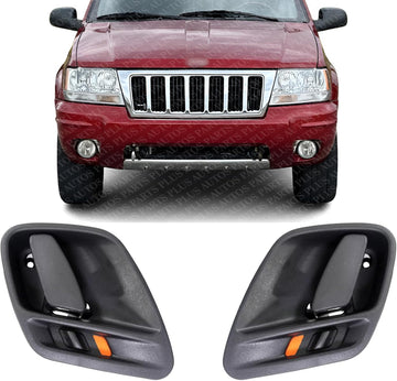 Set of 2 Front Or Rear Interior Door Handle Left Driver Side Direct Replacement Compatible with 1999-2004 Jeep Grand Cherokee CH1353131 CH1352131 5FX721AZAC 5FX731AZAC