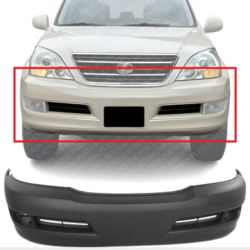 Front Bumper Cover Primed With Fog Light Holes Direct Replacement Compatible With 2003-2009 Lexus GX470 LX1000140 5211960938