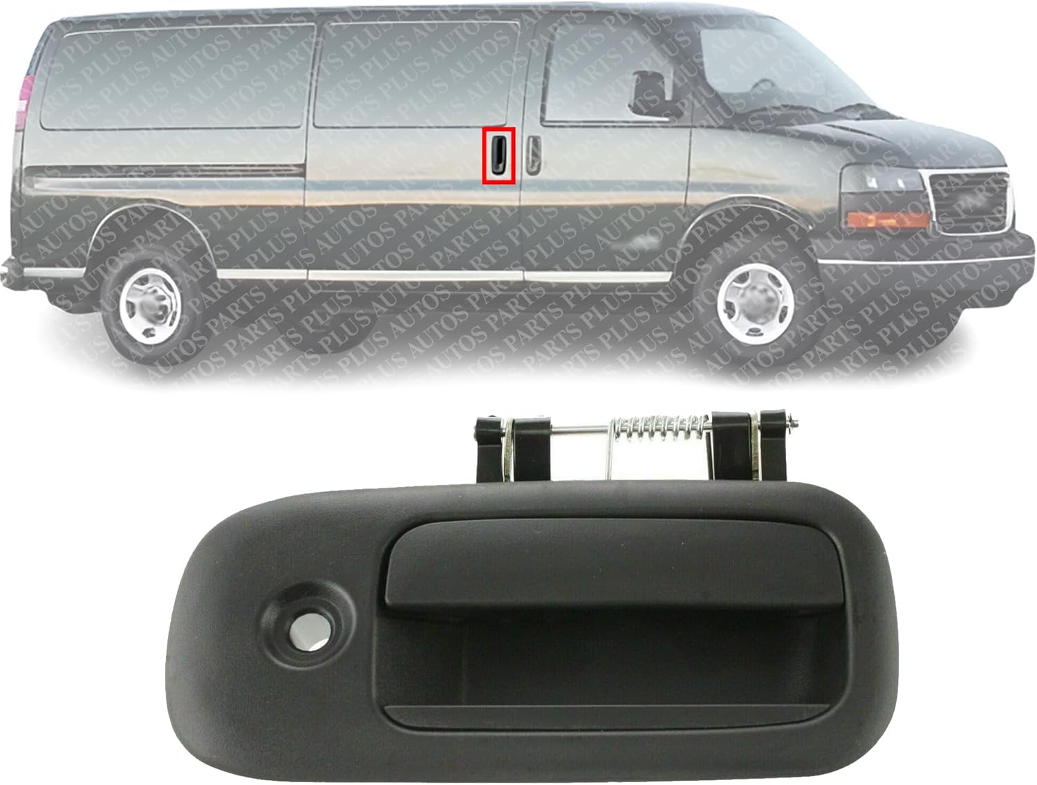 Exterior Rear Outside Sliding Door Handle with Key Hole Textured Right Passenger Side Direct Replacement Compatible with 1996-2009 Chevrolet Express/GMC Savana 1500 2500 3500