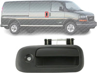 Exterior Rear Outside Sliding Door Handle with Key Hole Textured Right Passenger Side Direct Replacement Compatible with 1996-2009 Chevrolet Express/GMC Savana 1500 2500 3500