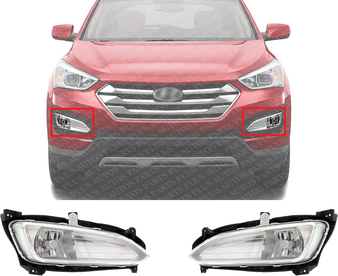 Set Of 2 Front Fog Light Assembly Right passenger & Left Driver Side Direct Replacement Compatible With 2013-2016 Hyundai Santa Fe Sport HY2593141 HY2592141 922024Z000 922014Z000