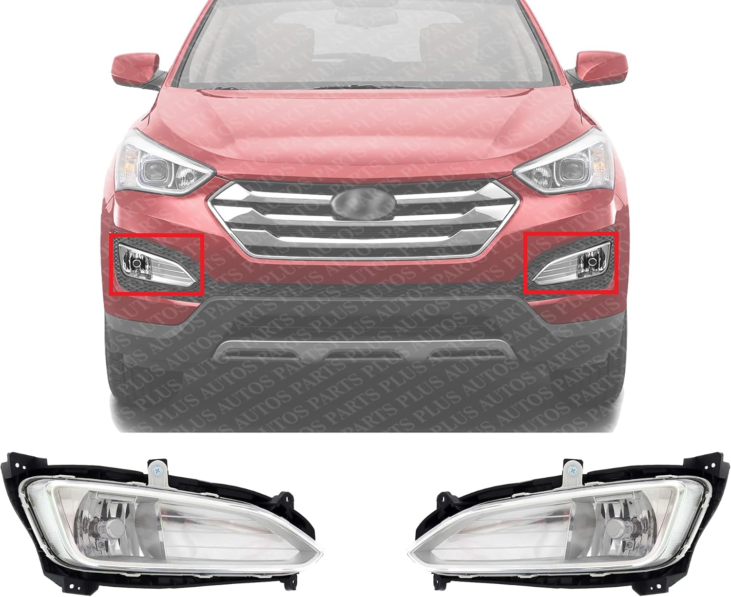 Set Of 2 Front Fog Light Assembly Right passenger & Left Driver Side Direct Replacement Compatible With 2013-2016 Hyundai Santa Fe Sport HY2593141 HY2592141 922024Z000 922014Z000