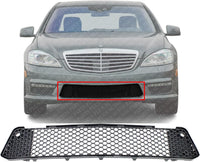 Front Bumper Center Grille Plastic Direct Replacement Compatible With 2010-2013 Mercedes Benz S65 / 2008-2013 S63 MB1036116 2218850953