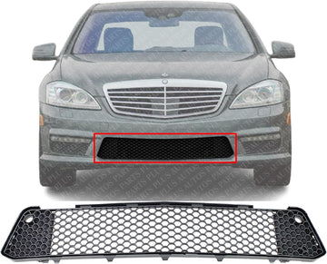 Front Bumper Center Grille Plastic Direct Replacement Compatible With 2010-2013 Mercedes Benz S65 / 2008-2013 S63 MB1036116 2218850953