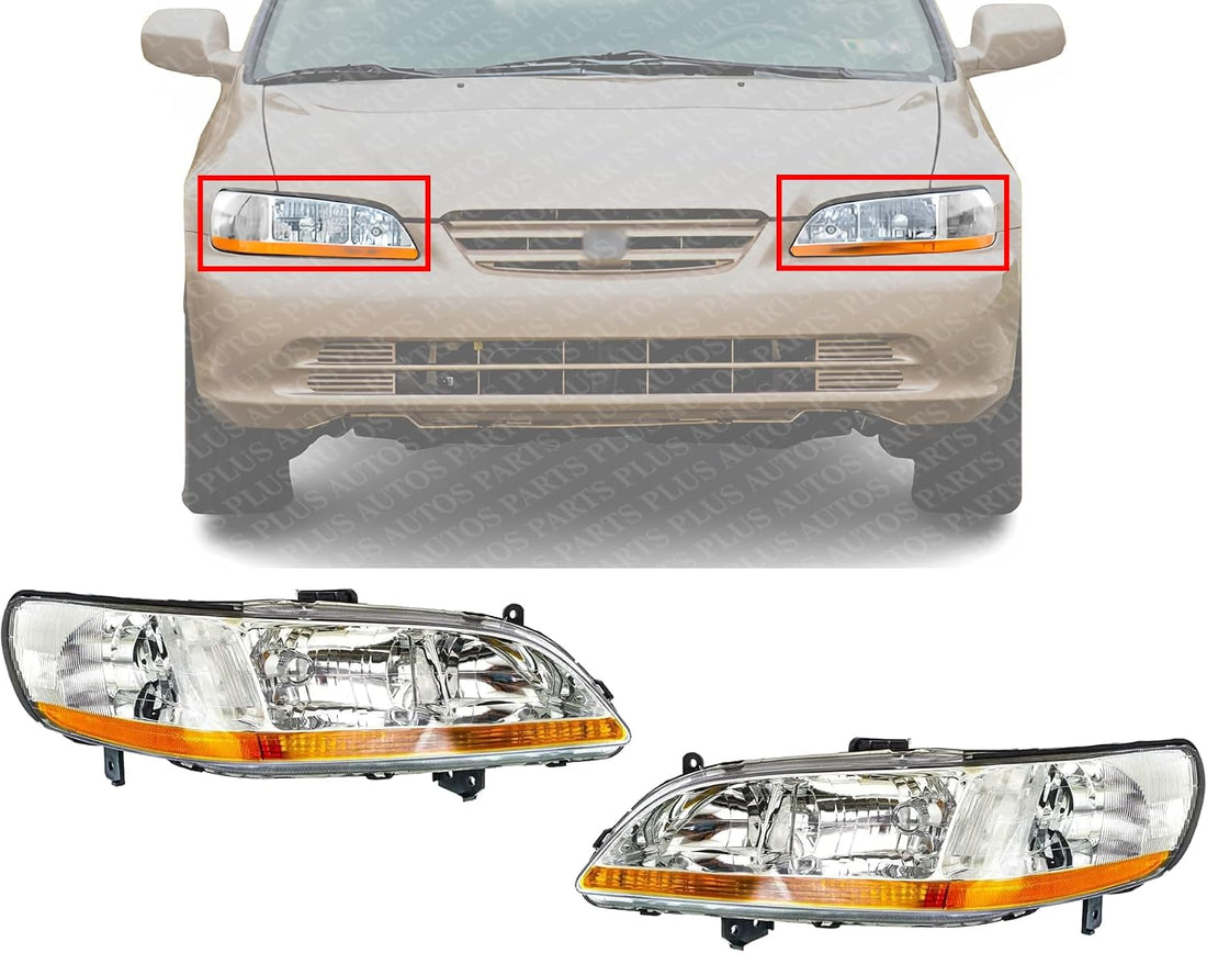 Set Of 2 Front Headlight Lens And Housing Right Passenger & Left Driver Side Direct Replacement Compatible With 1998-2000 Honda Accord HO2503111 HO2502111 33101S84A01 33151S84A01