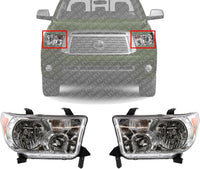 Set OF 2 Front Head Light Assembly Left Driver & Right Passenger Side Direct Replacement Compatible With 2008-2017 Toyota Sequoia / 2007-2013 Tundra TO2503171 TO2502171