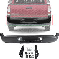 AUTOS PARTS PLUS Rear Bumper Face Bar Primed Steel With Mounting Bracket Direct Replacement Compatible With 2005-2015 Toyota Tacoma TO1103114 5215104051-PFM