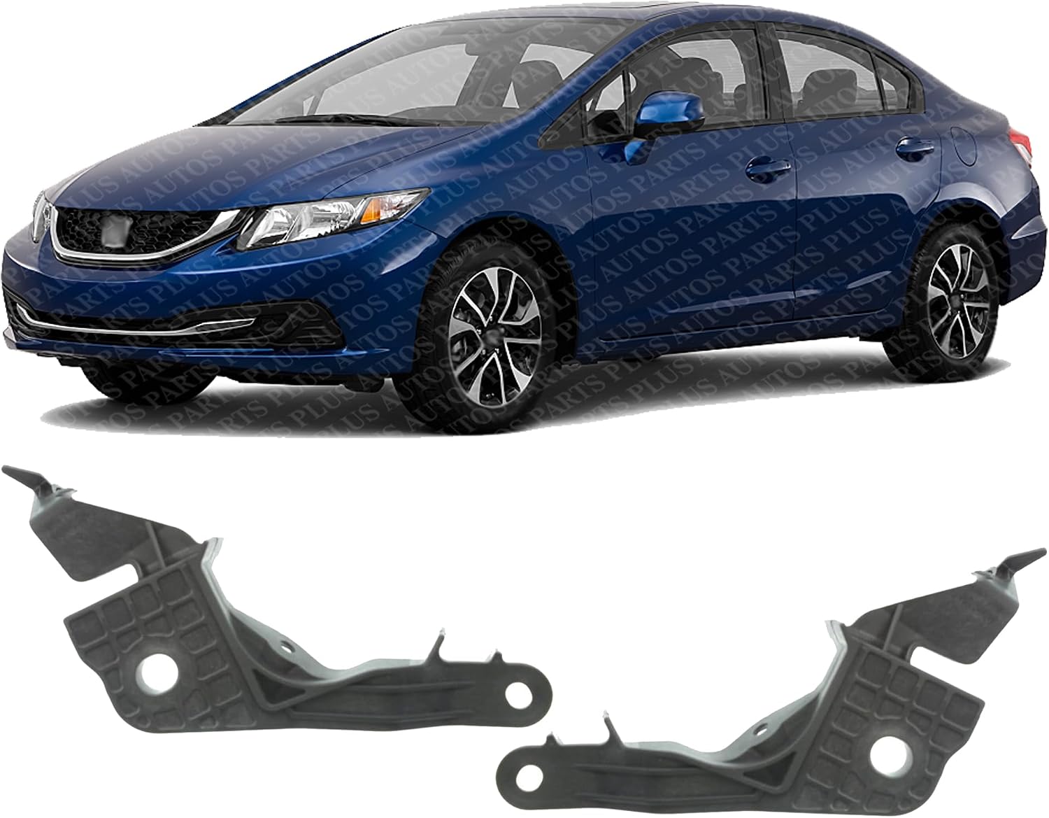 Set of 2 Headlight Bracket Plastic Left Driver & Right Passenger Side Direct Replacement Compatible with 2012-2015 Honda Civic HO2509118 HO2508118 06150TR0A01 06100TR0A01