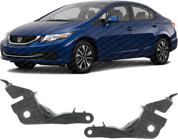 Set of 2 Headlight Bracket Plastic Left Driver & Right Passenger Side Direct Replacement Compatible with 2012-2015 Honda Civic HO2509118 HO2508118 06150TR0A01 06100TR0A01