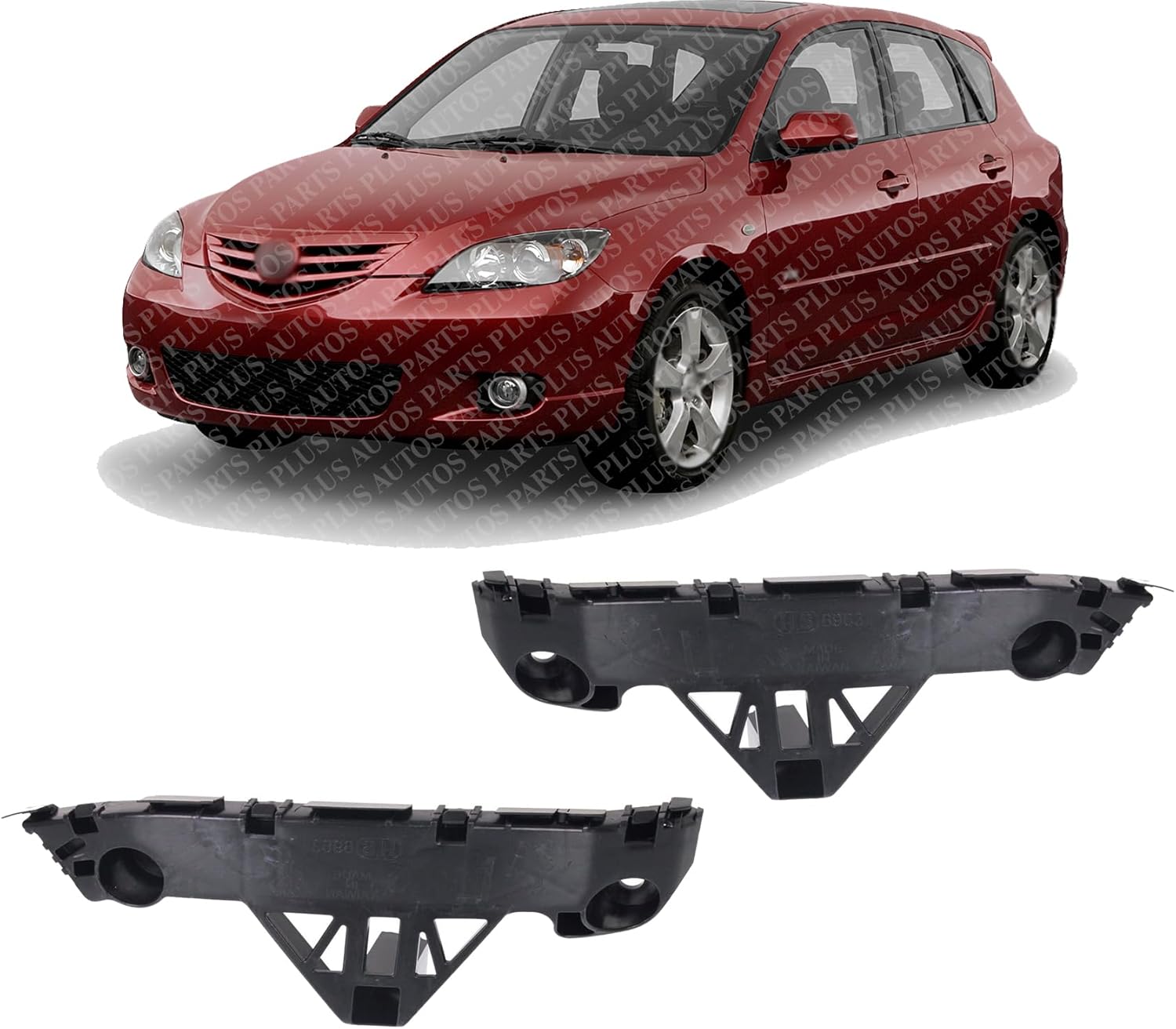 Set Of 2 Front Bumper Retainer Bracket Left Driver & Right Passenger Side Direct Replacement Compatible With 2010-2012 Mazda 3 MA1033103 MA1032103 BBN6500T1C BBN6500U1C