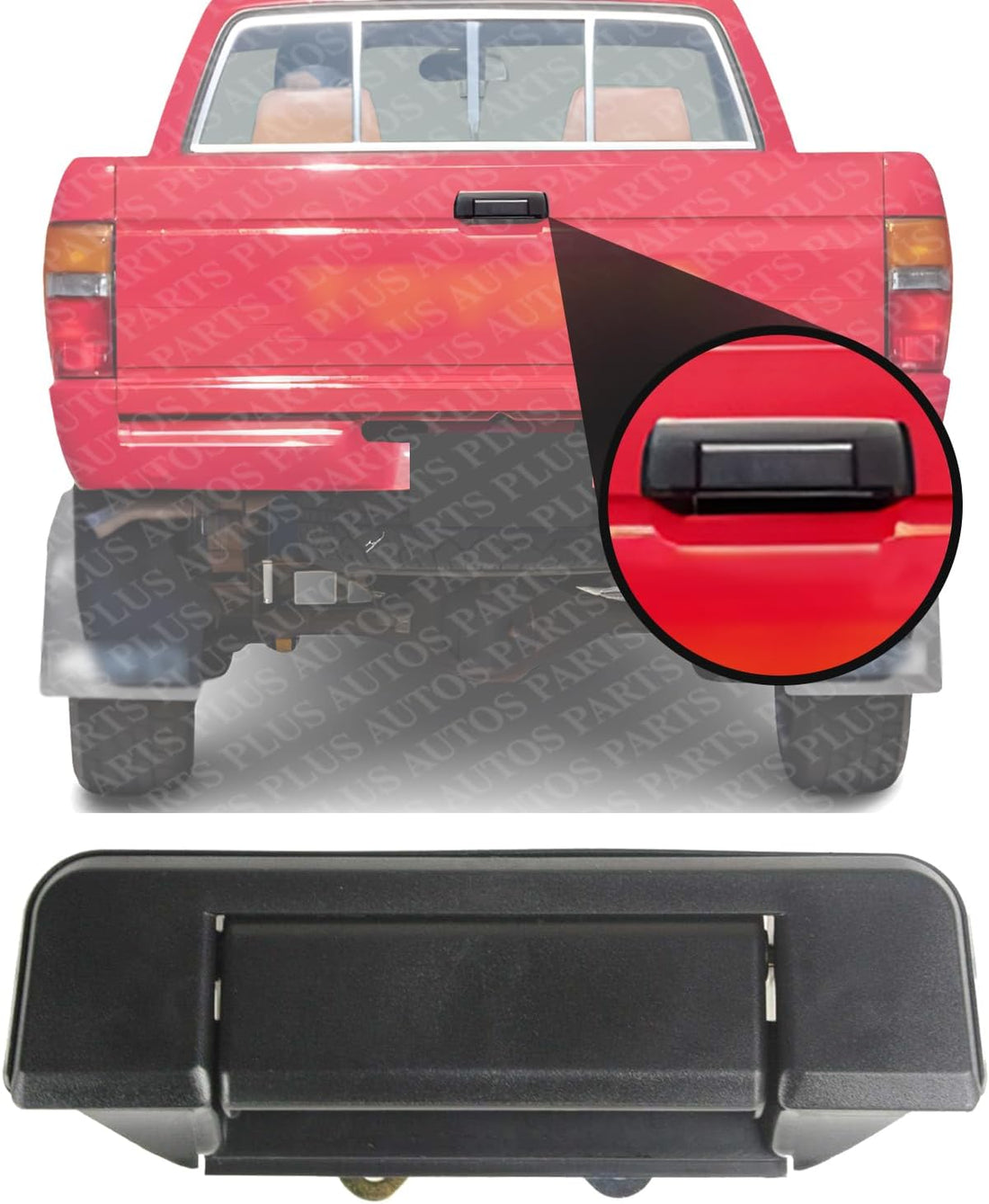 Tailgate Center Exterior Handle Textured Plastic Direct Replacement Compatible with 1984-1988 Toyota Pickup TO1915103 6923089101