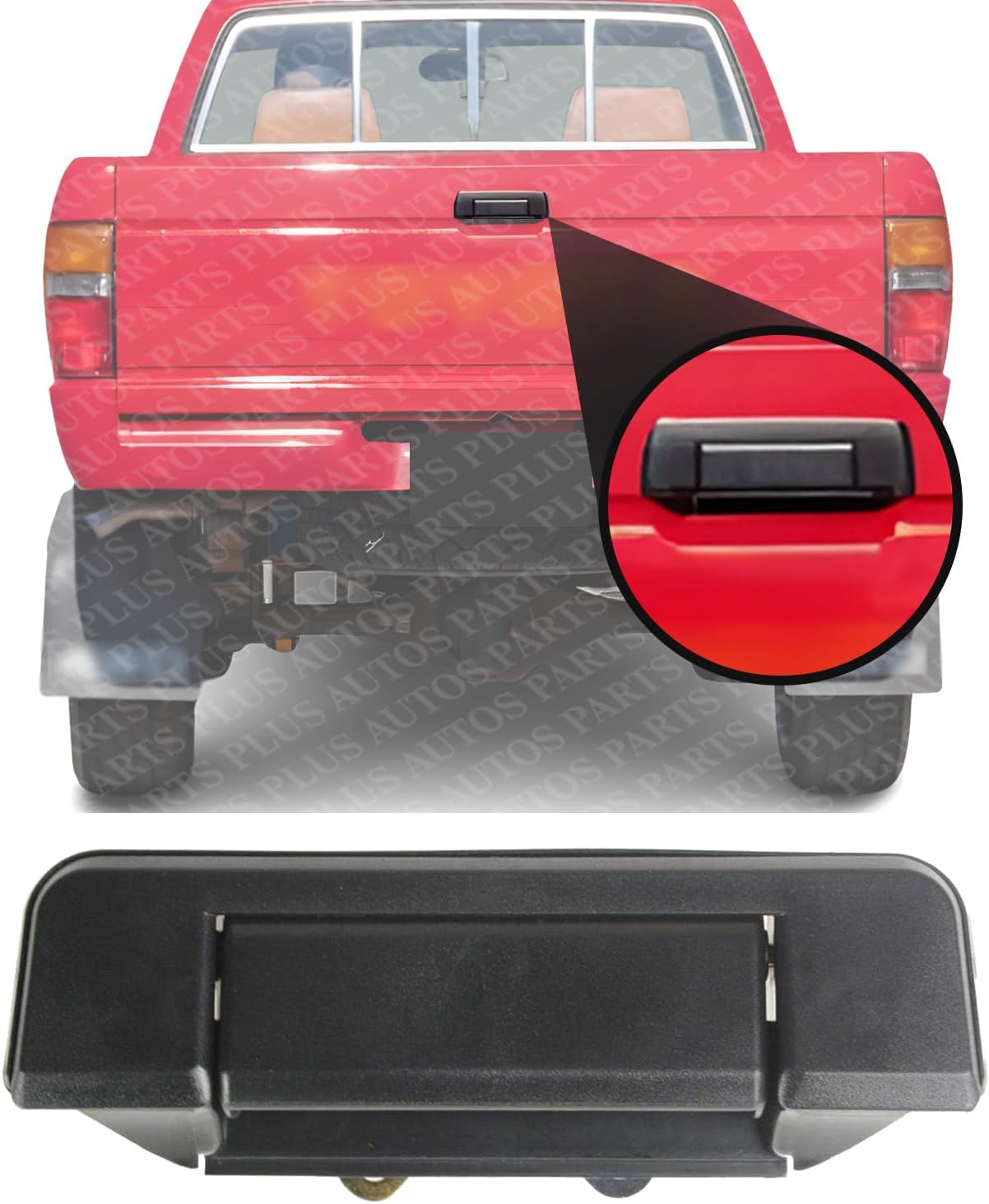 Tailgate Center Exterior Handle Textured Plastic Direct Replacement Compatible with 1984-1988 Toyota Pickup TO1915103 6923089101