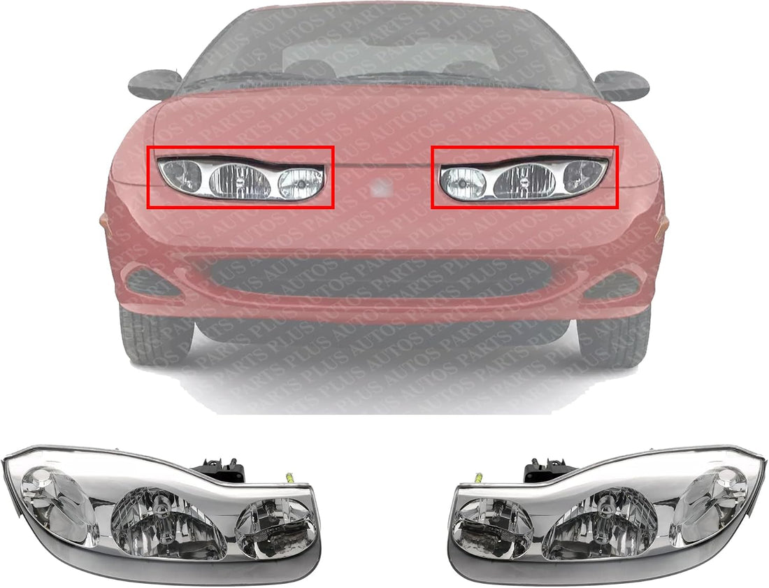 Set Of 2 Front Headlight Assembly Right Passenger & Left Driver Side Direct Replacement Compatible With 2001-2002 Saturn S-Series GM2502216 GM2503216 21124747-PFM 21124748-PFM