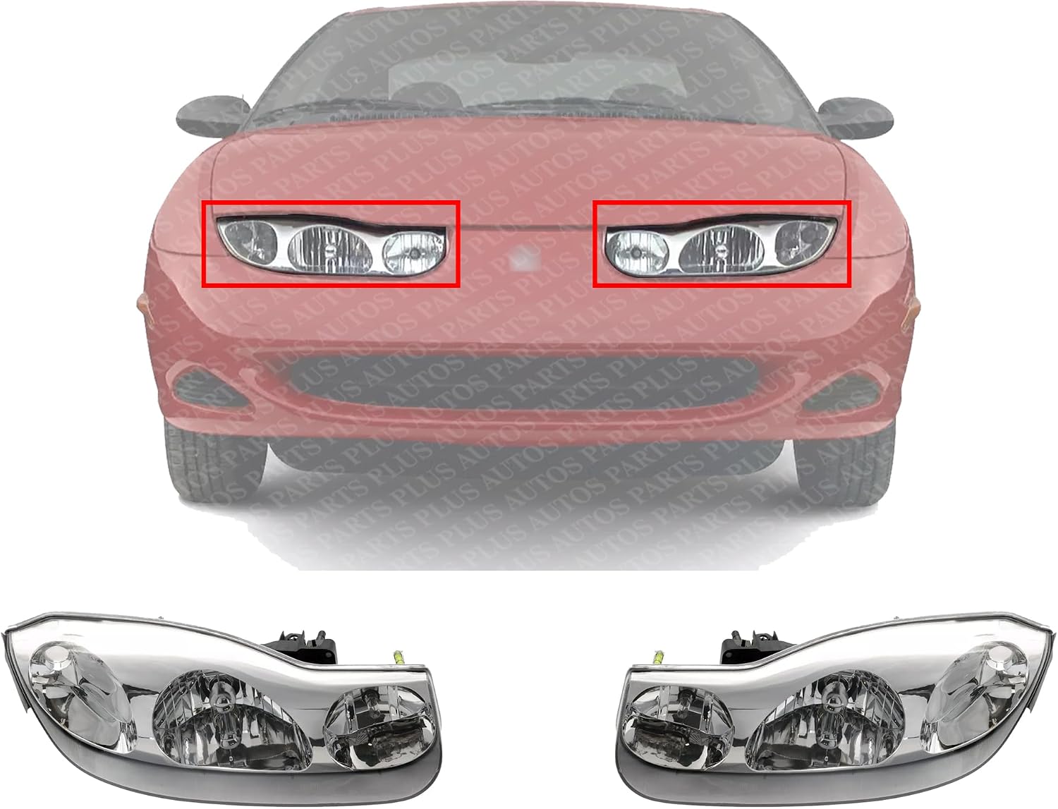 Set Of 2 Front Headlight Assembly Right Passenger & Left Driver Side Direct Replacement Compatible With 2001-2002 Saturn S-Series GM2502216 GM2503216 21124747-PFM 21124748-PFM