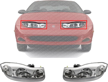 Set Of 2 Front Headlight Assembly Right Passenger & Left Driver Side Direct Replacement Compatible With 2001-2002 Saturn S-Series GM2502216 GM2503216 21124747-PFM 21124748-PFM
