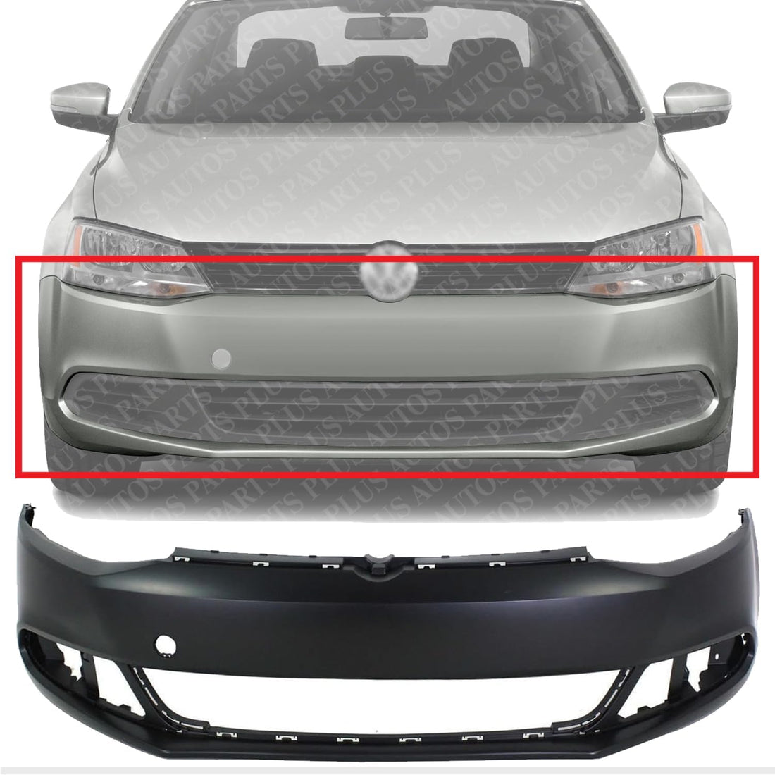 AUTOS PARTS PLUS Front Bumper Cover Primed Direct Replacement Compatible With 2011-2014 Volkswagen Jetta VW1000190 5C6807217DGRU