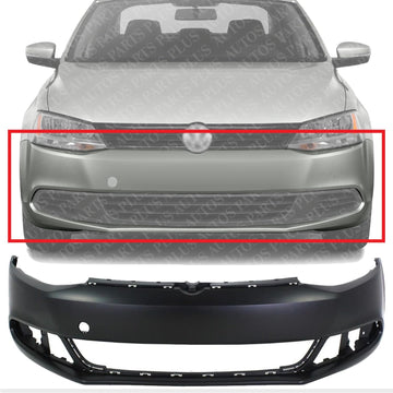 AUTOS PARTS PLUS Front Bumper Cover Primed Direct Replacement Compatible With 2011-2014 Volkswagen Jetta VW1000190 5C6807217DGRU