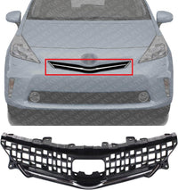 Front Grille Assembly Gray Shell And Insert With Chrome Molding Plastic Direct Replacement Compatible With 2012-2014 Toyota Prius V TO1200348 5310147010