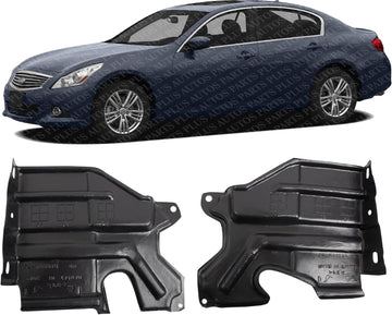 Set Of 2 Front Engine Splash Shield Left Driver & Right Passenger Side Direct Replacement Compatible With 2007-2008 Infiniti G35 / 2009-2020 Nissan 370Z IN1228107 IN1228108 75893JK000