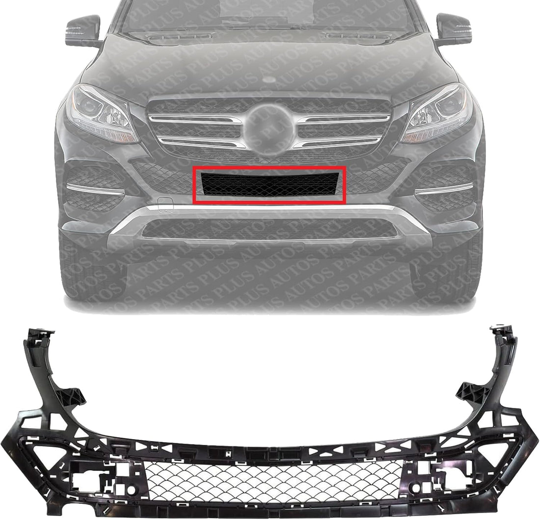 Front Bumper Center Upper Grille Textured Gray Plastic Direct Replacement Compatible With 2016-2019 Mercedes Benz GLE- Class MB1041123 1668853965