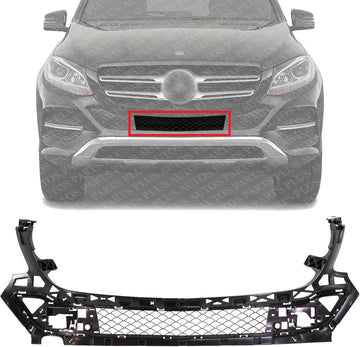 Front Bumper Center Upper Grille Textured Gray Plastic Direct Replacement Compatible With 2016-2019 Mercedes Benz GLE- Class MB1041123 1668853965