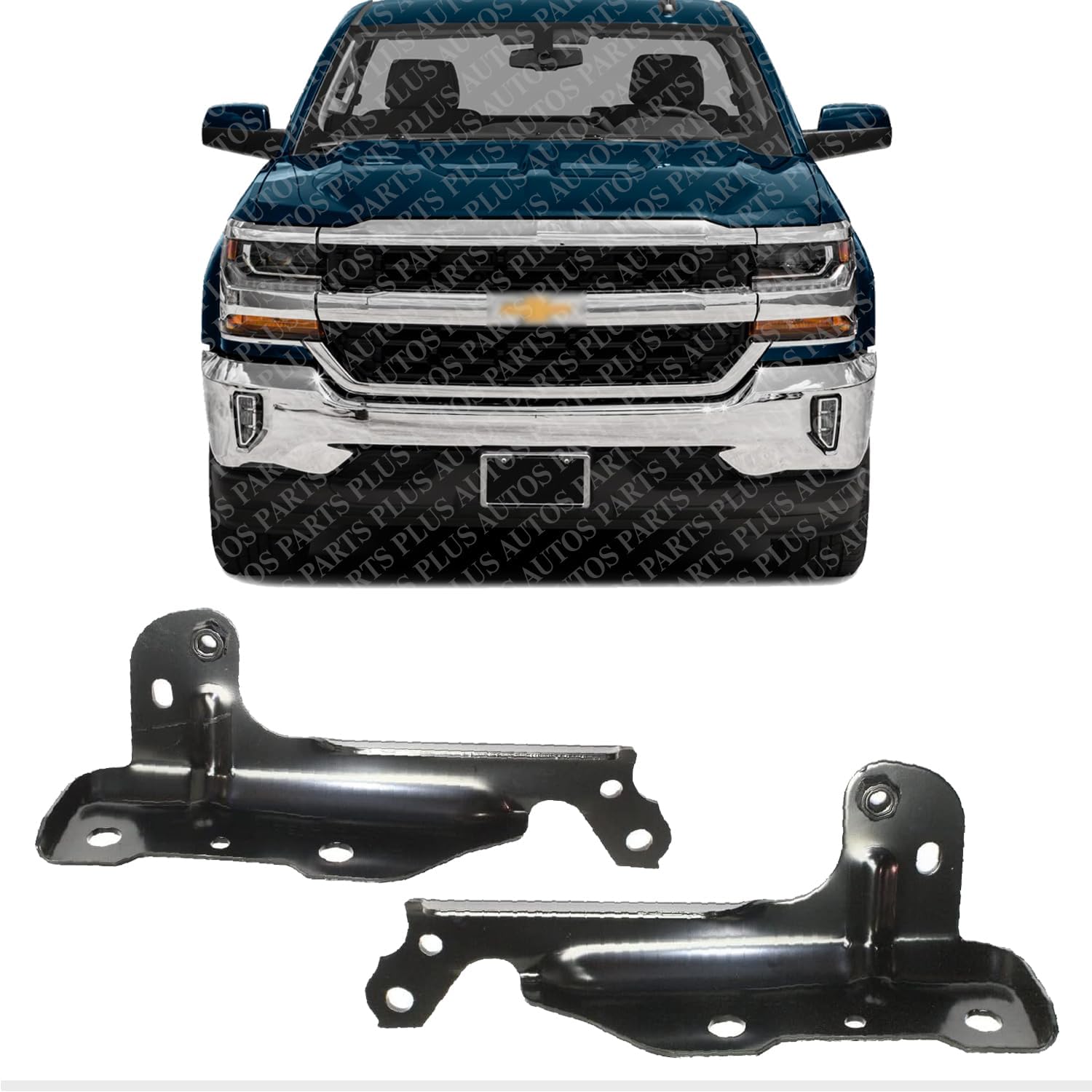 Set Of 2 Front Hood Hinge Left Driver & Right Passenger Side Direct Replacement Compatible With 2014-2018 Chevrolet Silverado 1500 / GMC Sierra GM1236147 GM1236146 22914273