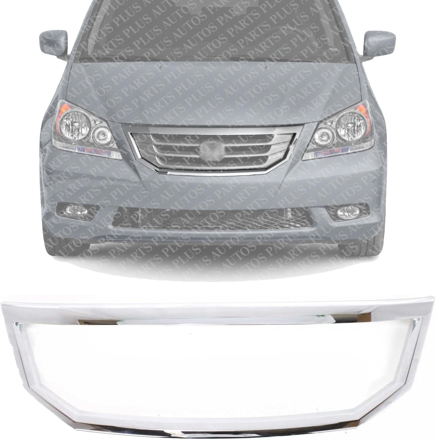 Front Grille Trim Surround Moulding Chrome Direct Replacement Compatible With 2008-2010 Honda Odyssey HO1202105 71122SHJA02